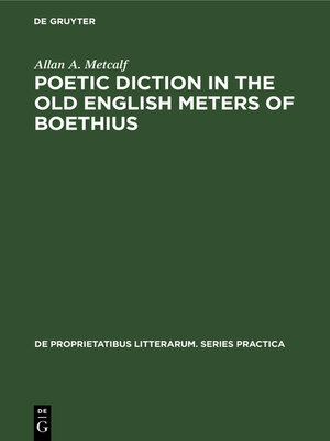 cover image of Poetic diction in the Old English meters of Boethius